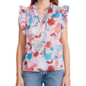 BB Dakota Steve Madden Flutter Away Floral Print Ruffle Tie Top New! S
